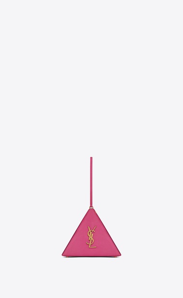 Pyramiden-Clutch aus pinkfarbenem Leder